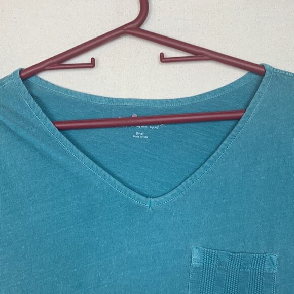 Soft Surroundings womens small blue casual texture short sleeve shirt basic - Picture 8 of 10